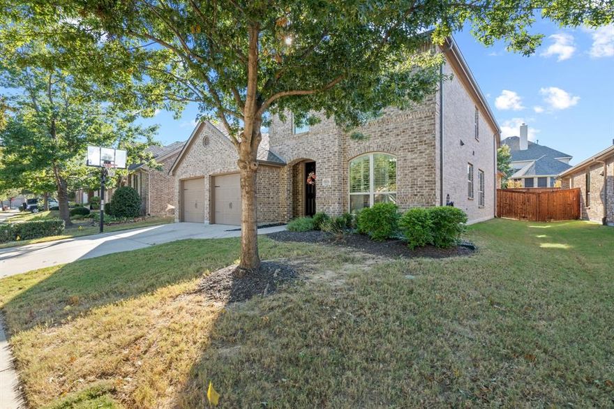 Dreaming of a neighborhood where kids play freely, neighbors chitchat and the community comes together to enjoy fun events all year long? This might seem far-fetched if you also need a major airport within 30 mins, or to be within 45 mins to Dallas or Fort Worth, but it's not!  Welcome to the master-planned golf community of Lantana, where your dreams are about to become a reality; and guess what? It has all the daily conveniences just minutes away as well as top-rated schools within walking distance! 
Inside this Lantana Highland built home is a thoughtful design providing both togetherness and retreat. An eat-in kitchen flows into a cozy living area creating the perfect backdrop for weeknight dinners and weekend gatherings. The first-floor primary suite with sitting area offers a peaceful escape while a dedicated home office makes working from home comfortable, productive, and distraction free.

Upstairs, three additional bedrooms provide ample space for all, with a game room ready for competition and creativity, and movie nights reaching a whole new level in the media room—just imagine the big game on that screen!

The backyard offers shaded space on the covered patio, as well as a blank green canvas to drum up any outdoor fun you'd like. Whether you add a pool, leave it open for all the yard games you can imagine- think soccer nets, play structure, trampoline, whatever keeps those kids entertained- or leave it as-is and enjoy the peacefulness of open space.

Life feels fuller, easier, and more connected here in Lantana. Your days will be filled with poolside afternoons, playground adventures, evening trail walks, outdoor concerts, working up a sweat at the fitness facilities, and friendly competitions on the sports courts, like pickleball, basketball and tennis. No need to spend precious time on your front lawn maintenance either as the HOA has it covered.

Experience living in a community that gives you more, and in a home that has everything you need.