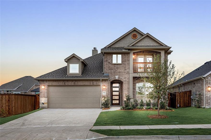 NEW NEVER LIVED IN! Quick-Close Ready! This 4 bedroom, 3.5 bathroom home with a 2-car garage by Bloomfield Homes is thoughtfully designed for comfort, style, and function—all wrapped into the beautiful Dewberry floor plan. From the moment you arrive, the charming brick and stone exterior, custom landscaping, and bold 8' front door create a striking entrance. Step onto the covered porch and into a light-filled interior with laminate wood flooring that flows throughout the main living areas, setting a warm and inviting tone. The Family Room is the centerpiece of the home, with tall ceilings and a stunning stone-to-ceiling fireplace that adds cozy character. It opens into the Deluxe Kitchen, where an oversized island, built-in stainless steel appliances, upgraded cabinetry, and quartz countertops combine to offer both high-end style and everyday functionality. A walk-in pantry and thoughtful layout ensure everything you need is right where it should be. The downstairs Primary Suite is tucked away for privacy and features room for a king-sized bed, a spacious walk-in closet, and a bright ensuite bathroom with a garden tub and separate shower. All secondary bedrooms are located upstairs—ideal for guests, teens, or multi-generational living. Need extra flex space? A front Study and a large upstairs Game Room give you options for work, hobbies, or entertaining. Outside, the extended covered patio and gas stub is perfect for grilling, relaxing, or gathering with friends. With smart storage throughout and premium finishes from top to bottom, this Bloomfield Homes beauty is ready to welcome you home. Come see why Dewberry is one of our most loved floor plans—schedule your tour at Waterscape in Royse City today!