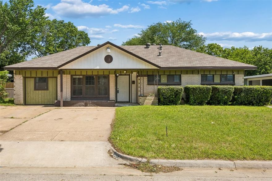 AS IS! Charming 3-bedroom, 2-bath home in Fort Worth with inviting curb appeal and a comfortable, flexible layout. Inside, laminate flooring flows through most of the home, creating a cohesive and low-maintenance living space. The spacious main living area features a classic brick fireplace and offers plenty of room for relaxing or entertaining. The converted garage provides additional living space that can be tailored to your needs—ideal for a second living area, home office, or hobby room. Generously sized bedrooms offer comfort and versatility, while the layout supports both everyday living and hosting guests. Enjoy the outdoors year-round with a large covered patio and an attached sunroom, offering multiple options for gathering, relaxing, or enjoying natural light. The sizable backyard provides ample space for outdoor activities, gardening, or future customization. This property combines charm, functionality, and room to make it your own—all in a convenient Fort Worth location. 3D tour available online!