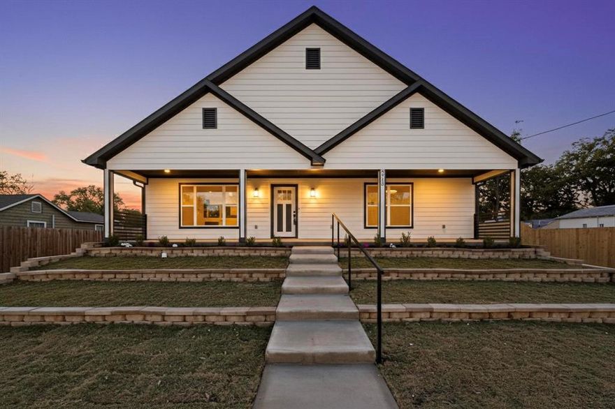 BRAND NEW HOME on .4 acre lot.  Another beautiful home by local builder Zeke and JR Construction.  Imagine having a 2500 sq ft single story new built on almost a half acre, in the heart of the metroplex with no HOA, all for under $500K. Just 3 miles from downtown Fort Worth.  This new home features just 4 large bedrooms, 3 full baths, a chefs dream kitchen, a secondary living room or dining room.  The front and back covered porches span the width of the home making the most of your outdoor time.  The driveway to the garage also extends to the backyard for RV or boat storage or opportunity to build a secondary building in the huge backyard.  The kitchen features a smart microwave double oven combo, designer lighting, easy close drawers and cabinets, and an quartz island for easy entertaining.  Garage and water heater have smart features. Spray in foam insulation and dome insulation in attic for energy efficiency Easy highway access to Dallas.