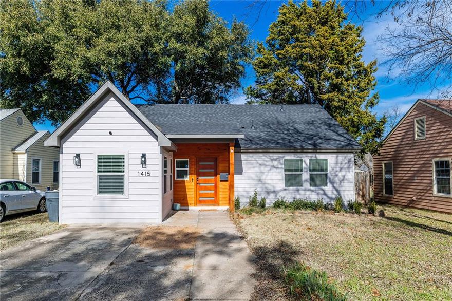 Welcome to 1415 Mountain Lake Road, a beautifully updated home that perfectly balances modern style and timeless 1930s charm in the heart of the Elmwood neighborhood. This thoughtfully refreshed 3-bedroom, 2-bathroom home spans approximately 1,190 square feet and was originally built in 1939, blending historic character with contemporary comfort.

Inside, you’ll be greeted by an open and airy living space filled with natural light — ideal for relaxing or entertaining guests. The modern kitchen features stainless steel appliances, quartz countertops, sleek cabinetry, and upgraded fixtures, creating the perfect setting for home-cooked meals or weekend brunches. Throughout the home, wood flooring and designer finishes add a warm, inviting touch. Each bedroom offers comfortable space and privacy, while both bathrooms have been tastefully remodeled with fresh tile, stylish vanities, and modern details.

Step outside to a generous backyard with mature trees, ideal for relaxing, gardening, or hosting gatherings. The large lot provides plenty of room to personalize your outdoor space or simply enjoy the peaceful neighborhood atmosphere.

Nestled in a charming Oak Cliff (Elmwood) community, this home offers easy access to the Bishop Arts District, Kiest Park, and nearby dining, boutiques, and entertainment. With close proximity to major highways, the Dallas Zoo and Downtown Dallas are just minutes away, making this home the perfect balance of neighborhood charm and city convenience.

Don’t miss the opportunity to make this Elmwood gem your own — a move-in-ready blend of history, character, and modern design. Schedule your private tour today!