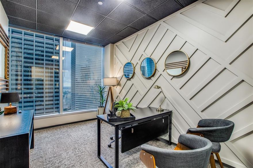 FULLY-FURNISHED (onsite receptionist, printing, refreshments, parking, utilities, janitorial etc.) for each private office. Access to conference rooms and shared amenities, local business phone lines with unlimited domestic long distance, 24-7 fitness center and all locations across DFW, Houston, Atlanta and Phoenix. Tenant and tenant's agent to verify all MLS information with on-site staff.