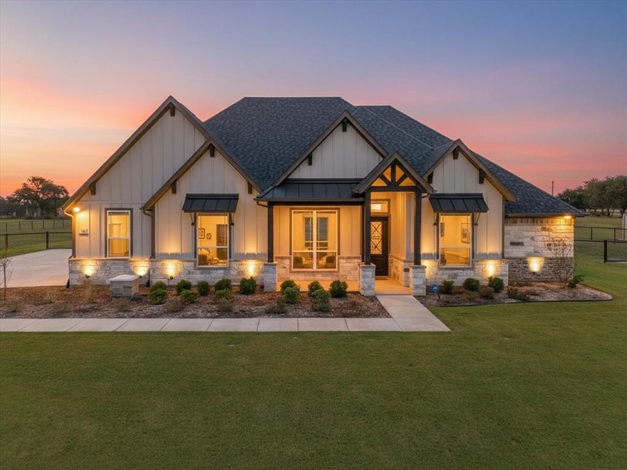 Welcome to 161 Frontera Drive — a stunning, never-lived-in custom craftsman home offering peaceful country surroundings just minutes from the heart of Decatur. This property blends the feel of new construction with the comfort of a move-in-ready home on 2 beautiful acres.
Step inside to find a spacious open layout filled with natural light, luxury vinyl plank flooring, and a warm, inviting living area centered around a cozy fireplace. The kitchen is thoughtfully designed for both everyday living and entertaining, featuring a large island, custom cabinetry, stainless appliances, and a walk-in pantry.
The split-bedroom floor plan provides privacy for the primary suite, where you’ll find a spa-like bath with a soaking tub, frameless glass shower, and generous walk-in closet. Two secondary bedrooms share a full bath, and a dedicated office or flex room offers the perfect space for remote work or hobbies.
Outside, enjoy quiet evenings on the covered back patio overlooking a brand-new no-climb fenced backyard — ideal for pets, play, or future additions like a pool or shop. The home also includes a 3-car garage, full laundry room, and ample storage throughout.
Situated in the desirable Frontera neighborhood within Decatur ISD, this home combines small-town charm with convenient access to restaurants, schools, and the historic courthouse square.