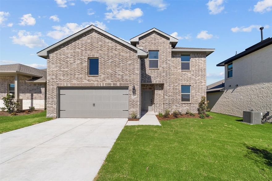 This two-story home showcases beautiful luxury vinyl plank flooring in the entry, great room, kitchen and dining area. Open concept with a welcoming kitchen that showcases quartz countertops, light stain shaker cabinets, black pendant lighting, and stainless steel appliances. The kitchen island will surely become a focal point with the open concept floor plan into the dining area and great room! Primary bedroom is tucked away at the back of the home offering plenty of privacy. 29,400 dollars in upgrades included.