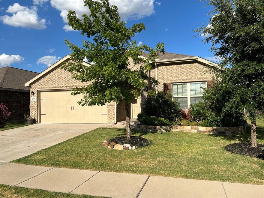 Welcome to 241 Pitt Circle in the desirable Reserve at Chamberlain Crossing! This beautiful 4-bedroom, 2-bath home offers a bright open-concept layout perfect for everyday living and entertaining. The spacious kitchen features granite countertops, a large island, and stainless steel appliances, opening to a cozy living area with a gas fireplace and vaulted ceilings. The primary suite offers a walk-in closet and a luxurious bath with double vanities. Step outside to enjoy a fully fenced backyard with a covered patio overlooking the brand-new Joe Burger Park—complete with basketball, pickleball, and tennis courts, walking trails, and playgrounds just steps away. Thoughtful details include LED recessed lighting, 2” wood blinds, and smart home features with a pre-wired security system. Located near the new Brookshire’s Fresh Market and with quick access to I-30, this home combines comfort, convenience, and community living. Schedule a showing today!