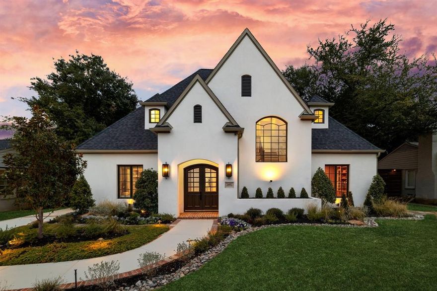Exquisitely reimagined in the heart of Preston Hollow, this completely renovated 5,560 SF estate offers a rare blend of artistry, bespoke craftsmanship, and modern luxury just moments from the highly-acclaimed St. Mark’s School of Texas. Expansive living spaces feature hand-scraped maple floors, a dramatic chopped-stone fireplace, reclaimed hand-hewn beams imported from Belgium, and custom cabinetry throughout. Curated lighting from Ralph Lauren and Visual Comfort imbues each room with warmth and elegance. The chef’s kitchen is a true showpiece, with dual quartzite islands, Moroccan unlacquered brass fixtures, a spacious Butler’s pantry, and a suite of Wolf and Sub-Zero appliances. Open living and dining areas flow seamlessly for grand entertaining or refined daily living. The primary suite is a serene retreat, boasting a spa-caliber bath with dual vanities, soaking tub, and separate shower, all adorned with Calacatta Vida stone, Turkish marble, and handcrafted Zellige tile. Each of the 5 bedrooms and 6 bathrooms offer unpralleled comfort and privacy, while a generous upstairs workout studio provides a light-filled space for full-scale training, yoga, or a complete wellness sanctuary. The home also features a magazine worthy floor-to-ceiling wood paneled office, creating an inspiring and elegant workspace. An air-conditioned enclosed patio overlooks the backyard, offering stunning views of the pool and outdoor lounge area. The grounds are a private oasis, anchored by a resort-style pool, spa, turf landscaping, built-in stone fire pit, and fully equipped outdoor kitchen. An electric gate ensures privacy and security. Recent mechanical and structural updates including HVAC systems, roof, windows, water heater, and pool equipment ensure modern comfort and long-term reliability. This extraordinary estate epitomizes the pinnacle of Preston Hollow living... timeless craftsmanship, luxurious design, and proximity to Dallas’ finest private schools, shopping, and dining.