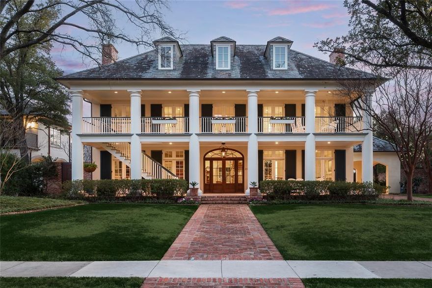 This Southern home, designed by Paul Turney with inspiration from A. Hays Town, sits on .384 acres in the HP block of Potomac. It features a spacious foyer, formal living and dining, a light-filled family room, and a kitchen opening to a breakfast room and keeping room, with a pocket office nearby. The primary suite boasts a beautiful foyer, bath with heated floors, sun-sitting room, and wellness room. Two additional bedroom suites and a utility room are on the second floor. The third floor offers a media room or optional 4th bedroom, full bath, wet bar, office, and craft room. The guest house includes a full bath (serving as a 5th bedroom) and a new gym. This smart home is controlled by Savant technology for temperature, music, and light, accessible through an app. An elevator provides easy access. Outside, enjoy the landscaped private backyard, porch, and pool-spa.