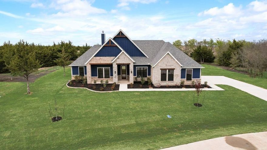 BACK ON THE MARKET,  Ask about the Complete Appliance Package Incentive...745 Evergreen Way is a gorgeously designed 4-bedroom, 2.5 bathroom home with a study on a sprawling 1.5 acre treed lot in Community ISD. This modern retreat combines elegance and practicality, featuring an open concept living area filled with natural light. The gourmet kitchen offers quartz countertops, stainless steel appliances, and custom cabinetry. The expansive primary suite includes a luxurious bathroom with dual vanities and a stunning walk-in shower. Three additional bedrooms offer versatility, including a separate study and a three car garage with a mud room. The finish out in this home is stunning. This is truly a custom home. The covered patio with treed backyard for privacy is like no other with endless views. This property is perfect for entertaining and enjoying the quiet country living. Plenty of room for a pool, shop or outdoor living area.