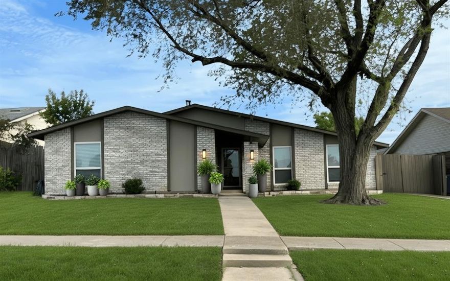 Exceptional Single-Story Home Just Minutes from Lake Lewisville and Hwy 121 with a view of the greenbelt and walking trails. NO HOA! This beautifully maintained home offers an unbeatable location and a thoughtfully designed layout perfect for both everyday living and a great home for entertaining. The home was rebuilt from the studs in 2016- Foundation was done, windows replaced, electric panel updated, and new garage door.  Water heater was replaced in 2017. Roof was replaced in 2022.Step inside to a welcoming sunken living room featuring rich wood floors, vaulted ceilings, and double windows that flood the space with natural light.  At the rear of the home, a spacious second living room boasts a dramatic floor-to-ceiling brick fireplace and sliding doors that open onto a covered side patio with dramatic lighting, a built in bar area and an amazing backyard. The eat-in breakfast nook flows seamlessly into the kitchen, which is outfitted with granite countertops, stainless appliances including a gas range and updated cabinetry. Just off the kitchen, you'll find a  laundry room and a large pantry. The large primary suite offers a ceiling fan and an en-suite bath with a walk in shower and dual vanities. while two additional guest bedrooms provide generous space for family or visitors. Both bathrooms have been remodeled and include granite countertops. Don't miss this exceptional home offering style, space, and location all in one! Complete and ready to move in!
BUYER TO VERIFY ALL INFO
