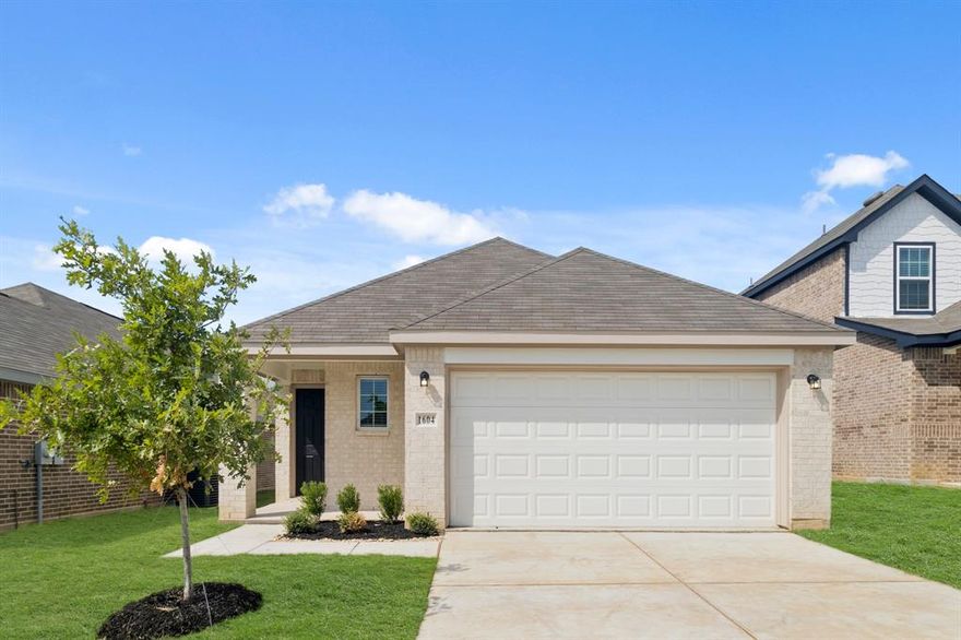 Love where you live in Christian Meadows in Ennis, TX! The Wildflower floor plan is a charming 1-story home with 4 bedrooms, 2 bathrooms, and a 2-car garage. This home has it all, including privacy blinds and vinyl plank flooring throughout the entire home. The gourmet kitchen is open to both the dining and family rooms and features 42-inch white cabinetry, granite countertops, and stainless-steel appliances! Retreat to the Owner's Suite featuring double sinks with granite countertops, a separate tub and shower, and a spacious walk-in closet. Enjoy the great outdoors with a covered patio! Don't miss your opportunity to call Christian Meadows home, schedule a visit today!