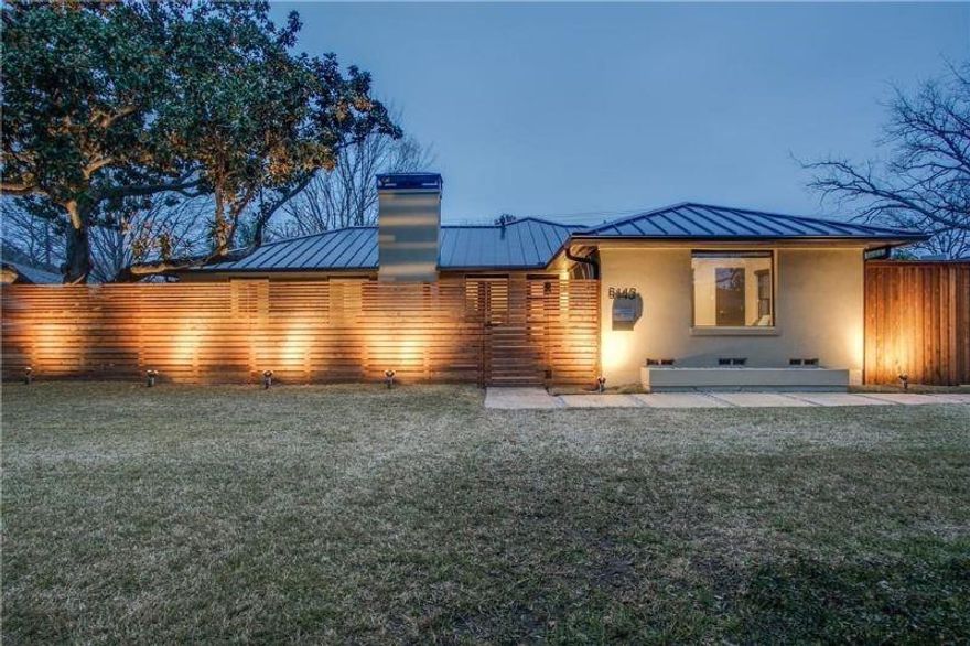 WOW! One of a kind, Mid-century rebuilt ranch with no expense spared! This Preston Hollow beauty has a fabulous drive up with a private gated entry courtyard. Light and bright with abundant windows throughout. Open floor plan with amazing views of the breaktaking backyard oasis with patio, lush landscaping, built in grill, heated pool and spa. The kitchen, dining and family rm are an entertainers dream with SPECTACULAR VIEWS, floor to ceiling windows and glass sliding doors to outside. The primary retreat is beautiful with sliding glass doors overlooking the pool plus a luxurious bath with marble, custom glass tiles, separate tub and shower. Two additional ensuite bedrooms. Extras include a beautiful living room with a wood burning fireplace flanked by an office. Additional amenities include a 50 year metal roof, Mosquito Myst, tree lighting, partial turf yard, electric gate, tankless water heater, custom elfa closets, and Nest Thermostat system. No detail overlooked! TO DIE FOR!