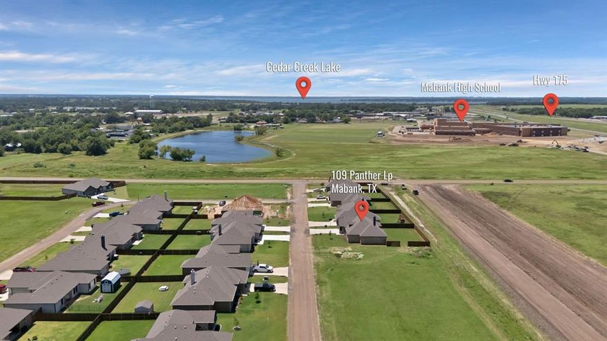 Enjoy the lake life at Cedar Creek Lake and easy drive from Dallas or Tyler! You CAN have it all with this high-quality home offered at an affordable price! The thoughtfully designed plan of this home combines elegance with function & offers an efficient floor plan! The home has a true chef's kitchen with oversized island, extra counter & cabinet space, and an ENORMOUS walk-in pantry! Check out the stunning fireplace with one-of-a-kind custom live-edge mantle for cozy nights by the fire. Laundry will be a breeze in your big laundry room with hanging rods, folding counter and cabinetry. The home also features luxurious waterproof rigid core flooring that is easy-care and comes with a 50-year warranty! The owner's suite features a spacious bathroom with large walk-in shower and a roomy closet with built-ins.  Easy-care, tilt windows provide an abundance of natural light.  Plenty of room for pets and kids on this oversized lot with sprinkler system and fully fenced backyard.  The covered patio provides the perfect place to relax and unwind at the end of your workday. The home comes with a full 1-2-10 year 3rd-party builder's warranty and the lot has been treated with foundation stabilizing soil injections to support long-term foundation stability! When quality counts, experience the difference in owning a home built by Home Sweet Homes, a division of Pope Co Custom Homes who has been building in Kaufman County for over 28 years! This solid family home has SO much to offer and is located in highly rated Mabank ISD!  Escape the city and experience all that Cedar Creek Lake has to offer an easy drive from Dallas or Tyler. Come home to the lake and enjoy some of the finest fishing and boating activities the state has to offer! Ask us about buyer incentives currently available to buyers to help you purchase your brand new home!