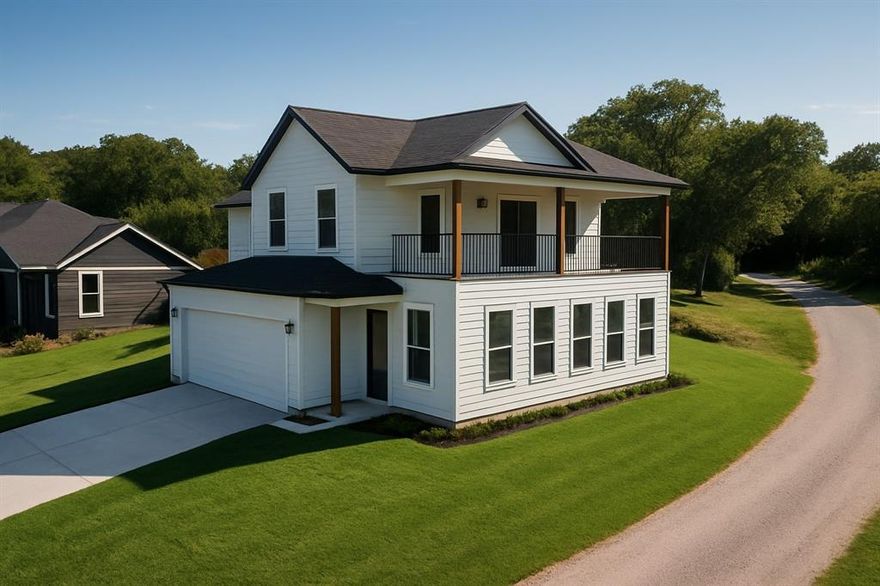 Embrace the lifestyle you’ve been dreaming of in this beautifully crafted two-story home overlooking the breathtaking Brazos River. Nestled in the desirable Western Hills community of Granbury, this residence blends contemporary elegance with the peace and privacy of nature right outside your door.
Step inside and experience effortless flow through the open-concept main level. The heart of the home is the spacious kitchen—designed for both everyday living and memorable gatherings—featuring sleek white granite countertops, stainless steel appliances, and a style that inspires culinary creativity. The adjacent dining and living areas are warm, inviting, and filled with natural light. A convenient laundry room with full-sized connections and a stylish half bath complete the main living space.
The primary suite is thoughtfully located on the first floor, providing a private retreat at the end of each day. A large walk-in closet and an ensuite bathroom with a stand-up shower and white granite counters elevate your comfort and convenience. Extra storage under the staircase keeps life perfectly organized.
Upstairs, three additional bedrooms and a full bathroom offer versatility—create a home office, guest rooms, or a cozy space for everyone to spread out. But the true highlight? Step out onto your wrap-around balcony and take in the sweeping natural beauty of the Brazos River. Whether sipping morning coffee or enjoying a peaceful sunset, this outdoor space will become the backdrop of your best memories.
The outdoor lifestyle continues with a covered back porch—ideal for weekend cookouts, entertaining, or simply enjoying the fresh Texas air. A two-car garage completes the home with secure parking and additional storage.