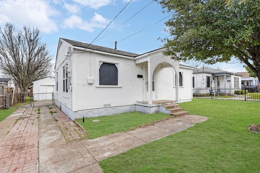 Adorable 2-bedroom, 1-bath cottage full of charm and natural light! This inviting home features a bright living area with large windows that create a warm and welcoming atmosphere. The comfortable layout flows easily into the dining and kitchen area, making it perfect for everyday living.

Enjoy the spacious backyard with plenty of room for entertaining, gardening, pets, or relaxing under mature trees. The property also includes a detached garage and an additional storage building, offering great space for tools, hobbies, or a small workshop.

This charming home offers great curb appeal and a large yard with room to enjoy the outdoors. Whether you’re looking for a cozy starter home, a downsizing opportunity, or a great investment property, this home has wonderful potential.

Conveniently located just minutes from the highly desirable Bishop Arts District, where you can enjoy some of Dallas’ best restaurants, local coffee shops, unique boutiques, art galleries, and vibrant nightlife. Experience the perfect blend of neighborhood charm while being close to amazing dining, shopping, and entertainment.

Don’t miss this opportunity to own a charming home in a great location with so much character and potential!