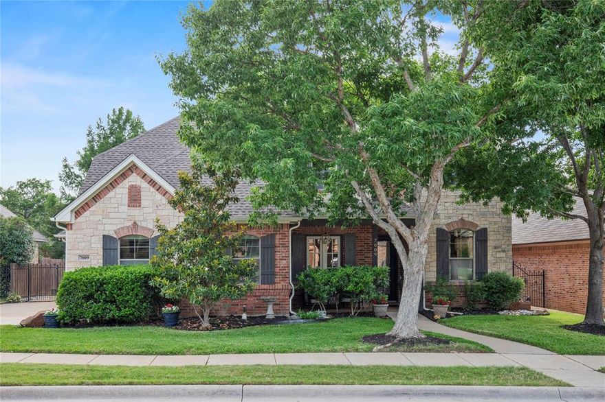 Welcome home! Nestled in the sought after Whispering Oaks community of North Richland Hills, this stunning two story home offers the perfect blend of space, style, and comfort. Featuring 4 bedrooms, 3.5 baths, study, media room, also a game room or second office, and 3 car garage! This residence spans an impressive 3,632 square feet on a generous 9,016 sq ft lot!  Giving you room to live, entertain, and unwind in an amazing backyard that features an outdoor kitchen, putting green and 700 sq ft of covered patio area with surround sound and TV setup! Step inside to discover beautiful hardwood flooring flowing throughout the home’s first floor and open floor plan with plenty of natural light. Kitchen features granite countertops, stainless steel appliances, gas cooktop, and bar seating. Living room features custom built ins, stone fireplace and great views of the yard. Primary bedroom is on the first floor and offers a large primary bath with double vanity, separate tub and shower, as well as a large walk-in closet! Second floor features a stunning media room with all equipment and furnishing included! A large game room, second office or living area, three bedrooms and two full baths. With low HOA fees and a prime central location near top-rated Birdville ISD schools, shopping, and major highways, and only 1.2 miles to the NRH TEXRAIL station, this home checks every box!