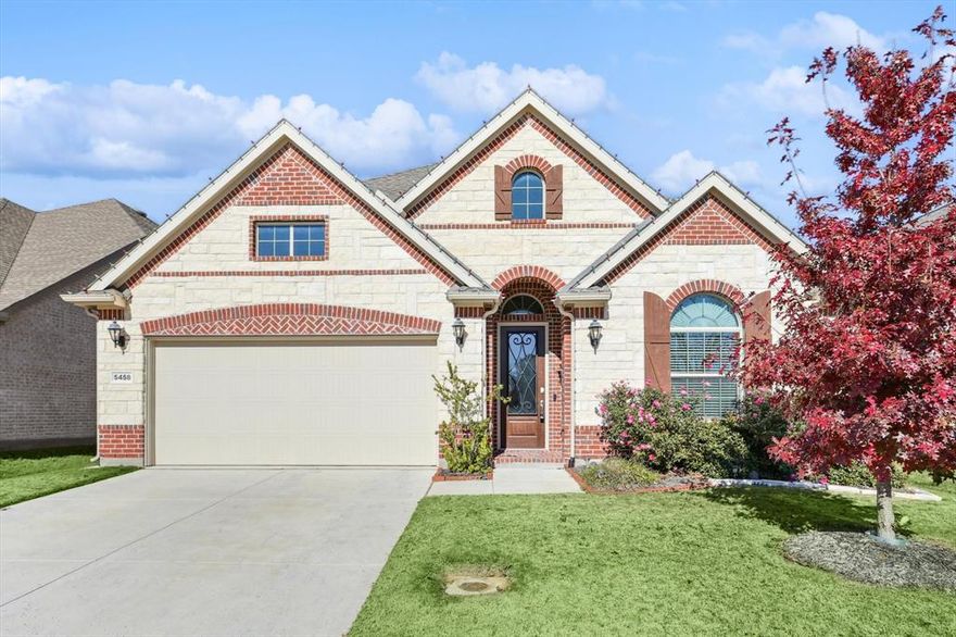 Pretty stone elevation on this nice newish one-story in Bradford Park! Many upgrades to this lovely light and bright home include...beautiful white quartz or granite in all baths and kitchen, upper lighted cabinets in the kitchen, floor to ceiling decorator fireplace surround, footed kitchen island, and much more!! Luxury Vinyl Plank flooring throughout the living areas and the study or second living complements the neutral paint colors and the split bedroom plan. The open kitchen features abundant neutral cabinets, a gas cooktop, double ovens, and plenty of counter space to create. The kitchen seamlessly connects to the spacious living area with a floor to ceiling fireplace and a wall of windows allowing for lots of natural light and a great view of the backyard. Primary suite is large enough for extra seating and features a spacious bath with separate vanities, nice granite, and an ample walk-in closet. The backyard has plenty of room to play and a nice covered patio. Great Schools!