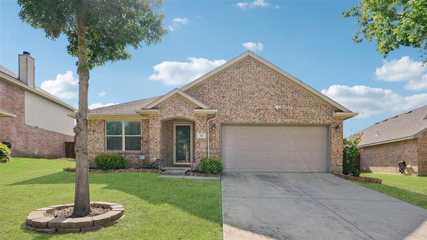 Beautiful, move-in ready one-story home nestled in a quiet, established neighborhood with a park conveniently located right across the street. Charming curb appeal sets the tone for the light-filled, open-concept interior. At the front of the home is a versatile flex space with French doors—perfect for a second living area, bedroom, media room, or home office. The well-equipped kitchen features a pantry, sunlit breakfast nook, and opens seamlessly to the spacious living room with a cozy corner fireplace. This meticulously maintained home offers peace of mind with numerous updates, including a brand-new HVAC system (June 2025), water heater with pressure control (Nov 2020), new microwave, gutters (2023), kitchen water filtration system (2021), replaced kitchen sink, updated bedroom ceiling fan, new privacy fence (May 2025), and a new garage door opener (Oct 2023). Enjoy the outdoors from the expansive covered back patio with an outdoor ceiling fan—ideal for relaxing or entertaining. The attached two-car garage provides added security, storage, and convenience. Mortgage savings may be available for buyers of this listing.  Don’t wait—schedule your showing today and make this well-cared-for gem your new home!