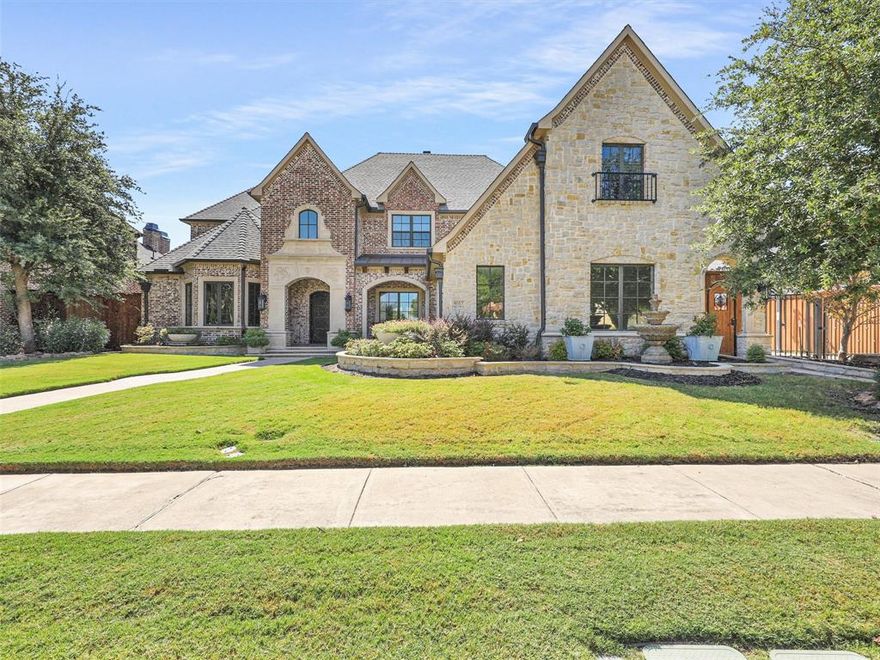 Luxury awaits you in this stunning custom crafted executive home located in one of Frisco's most coveted communities.  Gated Shaddock Creek Estates is connected to Cottonwood Creek Park and includes 68 acres of lakes, trails, pavilions, and a fully stocked fishing pond, community pool and miles of biking and hiking trails.  Large private backyard paradise backing to greenbelt with gate access creates more liveable space.  Complete with outdoor kitchen, living, golf green, sparkling pool and spa. Great entertaining spaces galore.  Enter the home to the grand foyer with elegant living and dining. The chef inspired kitchen opens to large family room spaces overlooking backyard.  Large primary suite downsatairs with sitting area complete with deluxe bath and features. Additional guest bedroom down.  Study boasts gorgeous wood accents. Upstairs you will find a media room must see, full size gym, all additional bedrooms and baths. Ask listing agent about additional features for your tour.
