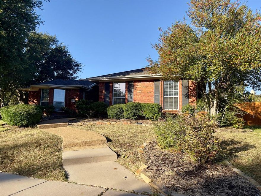 Beautiful updated one story home, Open floor plan with high ceiling. This charming 3 bedroom in  Frisco Top schools area! The best school in Frisco, well-maintained single-story house, natural ventilation and lighting throughout the day, three bedrooms and two bathrooms, a spacious kitchen, and a large family area. Newly built 8-foot-high fence, large backyard, AC and water heater, convenient transportation with easy access to Dallas Tollway, and close to major supermarkets for convenient living. Interior large kitchen,  fireplace, oversize master, walk in closets, formal dining ! wood floor , .....Yard is private with a coved patio. Cozy and bright,  Must see! Realtor friendly.