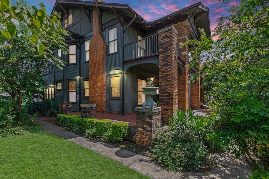 Potential-Packed Four Square Home with Historic Charm, Two Lots, and HUGE Primary Suite! Conveniently situated in an established area this 3+ BR3BA residence affords a unique opportunity for both creative homebuyers and seasoned investors. Whether you plan on utilizing the multifamily zoning or desire a single-family dream home, the property immediately captivates with a gorgeous wrought iron fence, two covered rocking chair front porches, and stately exterior brick pillars boasting elegant hand-carved wood capitals. Not located in historic or conservative district. 

Rich with character, the interior features original hardwood wood flooring, original millwork throughout, an openly flowing traditional floorplan, abundant natural light, and a living room with a fireplace and wood beam ceilings. Continue exploring the main-level to discover a formal dining room, sundrenched family room, full bathroom with a chic clawfoot tub, cozy sitting room, and an updated gourmet kitchen with quartz counters, stainless-steel appliances, island, gas range, double wall ovens, and a farmhouse sink.

Oversized for maximum comfort, the second-floor primary bedroom delights with a ceiling fan and an enormous walk-in closet (potential 4th bedroom). Finishing off the second-floor, you find a guest bedroom, full bathroom, and a home office with a fireplace. The third-floor enjoys a full bathroom, reading nook, and a bedroom with a walk-in closet.

Investors may also benefit from this oversized lot. If you desire to build townhomes, you are in luck! Due to the unparalleled location, townhomes with rooftop decks would benefit from intoxicating rooftop views of Downtown Dallas.

Additional considerations include a motorized secure driveway gate, large second-floor laundry room with built-in cabinetry, wood deck, 2.5-miles to Downtown Dallas, 1.2-miles to Baylor University Medical Center, 4 miles to hide Rock Lake, close to I-45, shopping, schools, parks. etc

Sold as is where is.