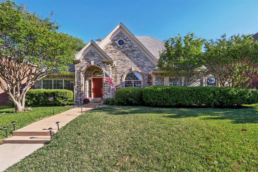 Experience the perfect blend of modern luxury and classic comfort in this recently updated, single-story retreat in the highly sought-after Hunter’s Glen neighborhood in Plano. Boasting over $150K in high-end upgrades, this home feels like a designer model from the moment you step inside. The heart of the home is a light-filled, open-concept sanctuary featuring soaring cathedral ceilings, expansive windows, and a stunning floor to ceiling fireplace.  You will delight in the kitchen, anchored by crisp white quartz countertops, premium cabinetry, a 5-burner gas cooktop, and a seamless flow into the family room—perfect for hosting gatherings. Escape to the private owner’s retreat where a charming bay window offers serene views and a door offer easy access to your backyard oasis. The spa-inspired ensuite is a masterpiece of relaxation, featuring a frameless glass shower, a freestanding soaking tub, dual vanities, linen closet and a generous walk-in closet. The home also includes a formal dining room, 3 additional bedrooms, a full bath with dual sinks and frameless shower, and a second large living area serves as the ultimate game room, playroom or media hub. Step outside to your low-maintenance backyard designed for year-round enjoyment with a sparkling pool, heated spa, and a covered patio. This neighborhood is perfect for nature lovers who will enjoy the nearby Chisolm Trail and Big Lake Park’s scenic trails and lake.  Nearby amenities include Davis Library, Jack Carter Dog Park and Carpenter Park Recreation Center. Located near top-rated schools, premier shopping, and dining. Come see why this impeccably updated gem is the one you’ve been waiting for!