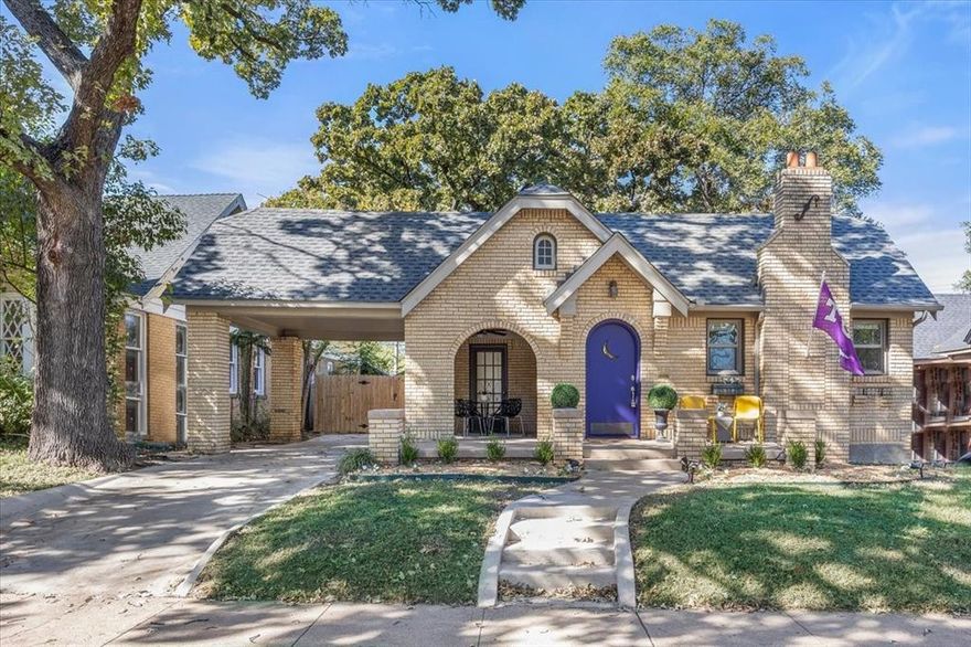 Charming TCU cottage with bright, inviting interiors and timeless curb appeal. This 2-bedroom, 1-bath home features beautiful hardwood floors, generous natural light, and an updated kitchen with stainless appliances and granite countertops. The spacious dining and living areas offer great flow for everyday living or entertaining. A separate 1-bedroom, 1-bath guesthouse (not included in square footage) provides excellent flexibility for visitors, a home office, or rental potential. Enjoy outdoor living under mature trees with a deck and private fenced yard. Just steps from TCU campus, neighborhood restaurants, and retail—this home perfectly blends character, comfort, and convenience.