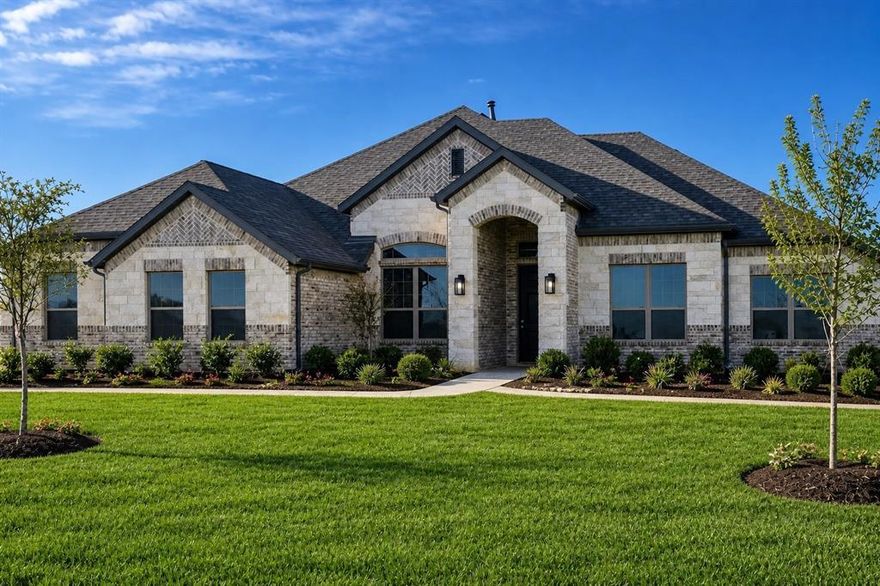 HUGE PRICE IMPROVEMENT AND up to $10,000 in flex cash on this beautiful NEW CONSTRUCTION in the sought-after Levante community—just 1 MILE FROM LAKE WAXAHACHIE. Situated on a spacious 1-ACRE homesite, this single-story Dartmouth VI offers 2,355 sq ft, 4 bedrooms, 2 baths, plus an OFFICE, and a 3-CAR GARAGE.
The open-concept design features vaulted ceilings, abundant natural light, wood flooring, and a cozy GAS LOG FIREPLACE. 

The CHEF'S KITCHEN, ideal for entertaining, includes granite countertops, a LARGE ISLAND gas cooktop, stainless appliances, built in oven and microwave and walk-in pantry!

The private owner’s suite offers vaulted ceilings, dual vanities, a garden tub, separate shower, and a large walk-in closet WITH BUILT INS. 

Additional highlights include TANKLESS WATER HEATER, a MUDROOM with built-ins, and oversized utility room with space for an additional freezer. 

Not your average cookie cutter backyard! Step outside to a COVERED PATIO overlooking a gently sloped property - perfect for a custom outdoor design. Whether you envision a tiered entertaining space or a custom oasis pool, this homesite offers unique potential you won’t find on flat lots. 

Enjoy quiet living with easy access to Lake Waxahachie, parks, shopping, dining, and major commuting routes.

Homes with this combination of space, layout, and acreage, this close to amenities are hard to find at this price. Schedule your showing today!

Virtually staged for potential.