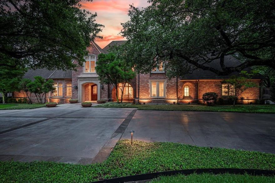 This exceptional pier and beam home was custom built by Barry Buford Builders in 2005-2006 for the current second generation owners. Nestled among towering trees planted by original owners 70 years ago thrive on the quiet circle of refined residences. Meticulously maintained  spaces can be enjoyed for years to come. Gleaming hardwood floors in 5 living areas have flexibility of usage devised in detail. A future elevator shaft is in the construction plans. Adjacent to the inviting entry is a study, music or card room. A guest suite  on the 1st floor is very private. The primary suite is secluded with serene views of the lushly landscaped yard illuminated by Lentz and Seaman’s lighting and features large flower pots watered by an automatic sprinkler system. There are walk-in closets and a small exercise-storage room. Heated marble floors and an air jetted tub along with a walk-in shower enhance the elegant bathroom. The welcoming family room has a wall of built-ins for a flat screen TV. The speakers and sub woofers remain. Surround sound can stream music into the living and family rooms and patio.  A powder room is accessible from the heated saline pool and spa. A formal powder room is located near the living room . The chef’s delight kitchen contains a large island, gas cooktop, double ovens, 2 warming drawers and a Subzero refrigerator. The breakfast room with built-in desk has pool vistas. A loggia sunroom , an office-playroom, bonus exercise-craft , mud and utility room with freezer remaining complete the downstairs. Upstairs finds a generous gameroom and 2 more bedrooms, one with a private bath and the other with access to a full bath. Pella windows and plantation shutters are found throughout the home. Numerous other amenities include a 2 car garage, a 1 car garage, a Generac generator, an in house fire sprinkler system, an automatic water shut off,  bar and  pantry icemakers and 2 gas log fireplaces.  Agent is related to sellers.