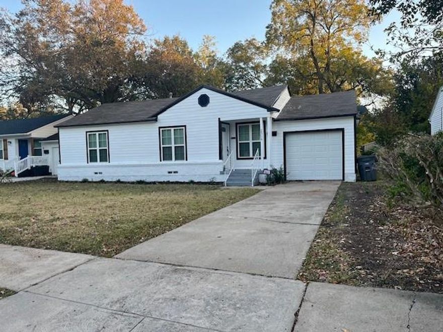 Nested in a prime location, this charming home is yours for the taking.  Front entrance is welcoming with a spacious Living Room and Dining Room space.  The kitchen adorns character ready for meal prep with built in cabinets for storage and an eat in option.  This mid century build also has a Den allowing privacy and space for relaxation.  All appliances are included in this home with a single car garage with a remote. Both bedrooms are tucked away with access to the full bath adorned with built in cabinets including a medicine cabinet. Backyard is very spacious and an open canvas to add any idea for outdoor living and has a storage unit that conveys. With easy access to I30 and I635, as well as Hwys 78, 12, and 80 in addition to being adjacent wo White Rock area and the Dallas Arboretum, this move in ready home adorns all that is needed for a cozy lifestyle. This is a MUST SEE!