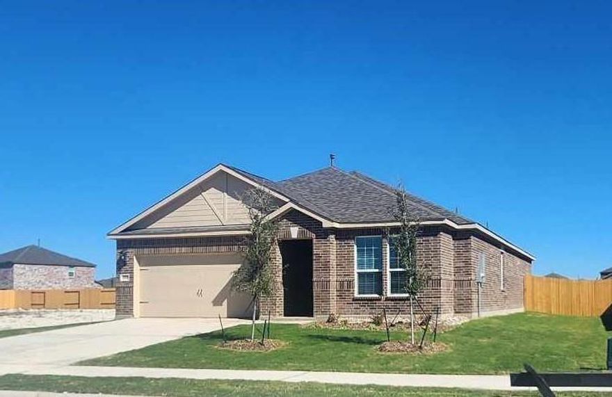 New Home with 4 bedrooms and 2 baths in a great location facing an open green belt area.  This very open concept home includes all energy efficient appliances that will be welcomed in any kitchen.  This spacious 4 bedroom home has a great open dining and living area that gives a plenty of space to entertain in your new home.  All 4 of the bedrooms are very generous in size with the primary bedroom having a large walk in closet and primary bath attached.  Inside the primary bath you will find a separate tub and shower along with a dual vanity.  Throughout the home you will find luxury vinyl plank and full carpet in the bedrooms.  The garage area also has great features such as a wi-fi garage door opener and an outlet for electric vehicle charging.