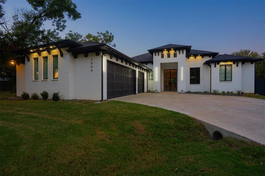 This stunning custom modern home is an exceptional 4-bedroom, 5-bath residence that combines luxury, function, and contemporary design. From the moment you step through the impressive 10-foot entry doors, you are welcomed into soaring 12-foot ceilings and thoughtfully designed living spaces. The open-concept living room features a 13-foot ceiling with wood beams, floating cabinets, a gas fireplace, and wired surround sound.
The gourmet kitchen is a chef’s dream, showcasing a 5x9.5 quartz island, 60-inch gas cooktop with a 60-inch vent hood, pot filler, marble backsplash, and premium appliances, including a large refrigerator, wine chiller, and dedicated coffee station. A wine bar completes this entertainer’s kitchen.
The primary suite offers a spa-like retreat with a marble shower featuring three showerheads, a heated ceiling, and a custom vanity with oversized mirrors. Each secondary bedroom has its own private full bath, while the hall bath and outdoor patio restroom provide added convenience.
In addition, the home includes a private office or gym with 8-foot entry doors and its own separate 8-foot back entry, offering flexibility as a dedicated workspace or an optional fifth bedroom.
Seamless indoor-outdoor living is made possible with trifold glass doors opening to the expansive covered patio, complete with ceiling fans and a wood-burning fireplace. The backyard patio is retained and ready for a perfect outlook on a future pool.
Additional highlights include white oak engineered wood flooring, LED-lit dining, a laundry room with sink and tall custom cabinets, a 3-car garage, two electric water heaters, whole-home water filtration, a 5-ton HVAC system, and full foam insulation throughout the interior walls. This home blends modern luxury with comfort, designed for both everyday living and entertaining.