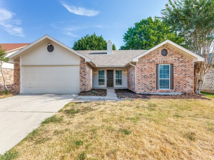 Fabulous home in Keller ISD, complete with refreshed paint inside and out, wood look plank tile flooring throughout the living areas and eat-in kitchen, refreshed carpet in all three bedrooms, & gorgeous quartz countertops and plumbing fixtures in the gourmet kitchen and both bathrooms! Oversized family room features free standing WBFP and opens across a breakfast bar to the spacious kitchen with tons of counter and cabinet space to delight the family chef. Energy efficient, low E windows and a new HVAC system were installed less than 5 years ago. The oversized split master suite features his 'n her closets and dual vanities, and the second and third bedrooms across the home share a hall bath. The backyard is huge, perfect for the kids to run and play of for Sunday afternoon family BBQs! Priced to lease quickly and available for immediate occupancy!!