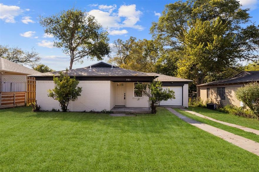 Fully Renovated Home in South Dallas!
Welcome to 3811 Malden Lane, a beautifully renovated 3-bedroom, 2-bathroom home offering 1,140 sq. ft. of open living space with a 1-car garage. This property is move-in ready and designed with a modern open floor concept, making it perfect for both everyday living and entertaining. Step inside to find a bright and airy layout that connects the living, dining, and kitchen areas seamlessly. The kitchen has been fully updated with modern finishes and offers plenty of storage and counter space, creating the heart of the home. Both bathrooms feature stylish upgrades, and each bedroom is generously sized for comfort and flexibility. Prime Location: Situated in South Dallas, this home provides quick access to I-35E, I-45, and Loop 12, making commuting around the Metroplex simple and efficient. You’ll be just minutes from Downtown Dallas, the Dallas Zoo, Bishop Arts District, local parks, schools, shopping, and dining. With its modern renovations, convenient location, and functional design, this property is an excellent opportunity for families, first-time buyers, or investors looking for a quality home in a growing area of Dallas. Don’t miss this move-in-ready gem — schedule your showing today!