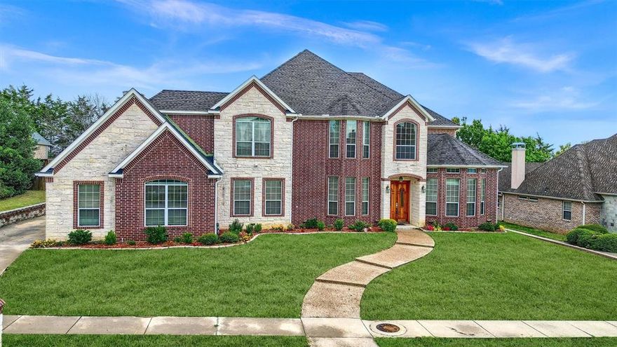 Luxury living awaits in this custom-built brick and stone home in a meticulously planned Community. With over 4,000 sq. ft., 5BA, and potential for 6BR, this residence features two fully-equipped kitchens with double appliances, a grand island for entertaining, two family rooms, two fireplaces, a game room, and a media room. Detailed molding adds sophistication throughout. Outside, enjoy a Covered Patio, Pool, and Spacious private lot. Conveniently located minutes from Lake Texoma and a short drive to McKinney and the Metro-Plex. This home seamlessly combines luxury, comfort, and convenience for the ultimate living experience.