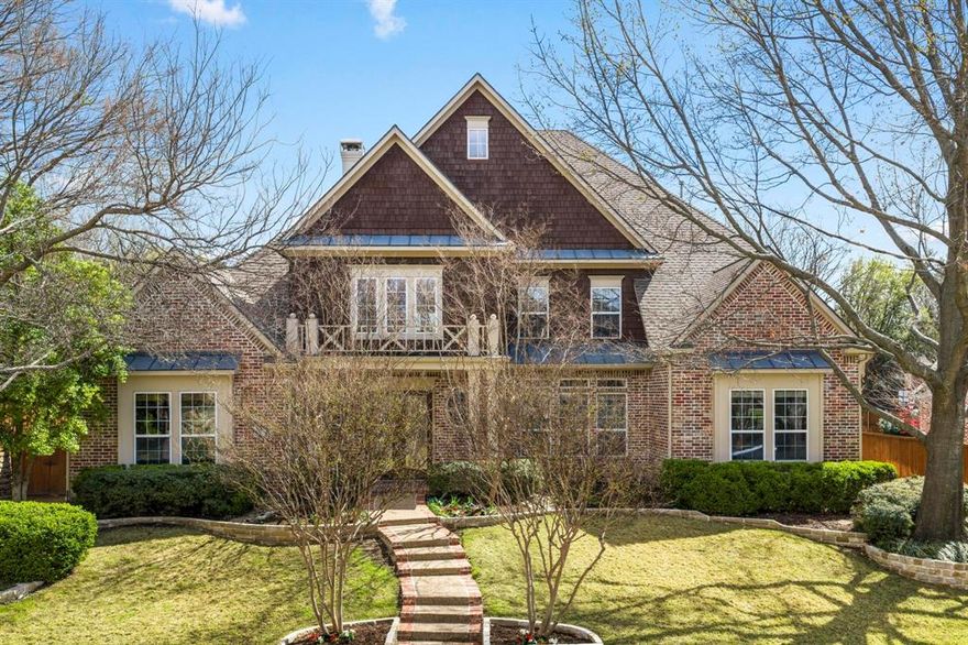 Nestled in the coveted Twin Creeks subdivision, The Vistas, this home sits among winding streets & mature trees with amenities for everyone—golf, an Olympic-size pool, sand volleyball, & scenic trails. The Cape Cod–style drive-up welcomes you with stone-edged flower beds & heritage trees on a .28-acre interior lot, offering subtle treetop views of the golf course from the front door.

Designed with entertaining in mind, the home features two spacious downstairs living areas separated by a bar and open to the kitchen—creating a natural gathering place for family & friends. Expansive hand-scraped hardwood floors add warmth & character throughout the main spaces.

The thoughtful floor plan includes a private split arrangement with the primary suite & a guest bedroom downstairs. The primary retreat features a unique see-through fireplace shared between the bedroom and bath, creating a cozy atmosphere in both spaces.

Upstairs offers a game room & media room—with the media room easily serving as a fifth bedroom if needed. The pool table in the game room can convey.

Step outside to your own backyard paradise with remote-controlled porch screens, a waterfall pool with updated equipment, and a very private setting—perfect for relaxing or hosting.

Culinary enthusiasts will appreciate the expansive countertop space, abundant cabinetry, pantry, island, and newer appliances in the well-appointed kitchen. A tankless hot water heater replaced within the past year, some fresh paint, and a three-car garage with epoxy flooring and storage add comfort and convenience.

Located in highly coveted Allen ISD, with an elementary school within the neighborhood, the home is also near the state-of-the-art Terrell Recreation Center, a 149,000-square-foot facility featuring a fitness center, three-story play structure, batting cages, a gym, and 11 multi-sport courts.

A home designed for everyday living and memorable gatherings in one of Allen’s most sought-after communities.