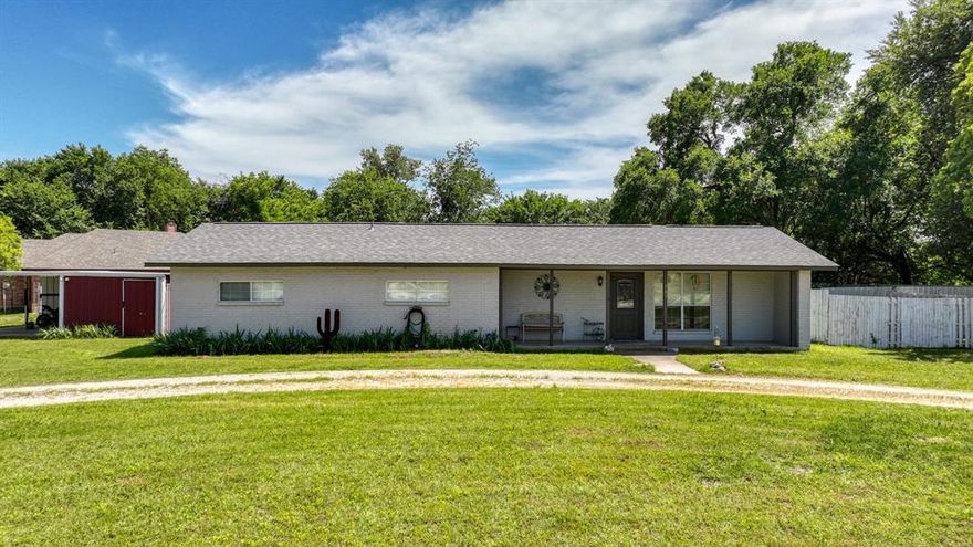 Situated on a spacious corner lot within the city limits of Springtown, TX, this 4-bedroom, 2.5-bath ranch-style home offers a cozy retreat with plenty of potential. Built in 1968, the home sits on a generous 0.6-acre lot and features a detached two-car carport with additional storage. Inside, you'll find a large living area and a generously sized primary suite with backyard access and an ensuite bath complete with dual vanities and a separate shower. Enjoy the charm of a peaceful, country-like setting while being just minutes from schools, shopping, and the city park—offering the perfect blend of privacy and convenience. Recent updates include: New Roof-July 2023, Exterior Paint-Aug 2023, New Plumbing under House-Nov 2023, New AC Unit-2020.