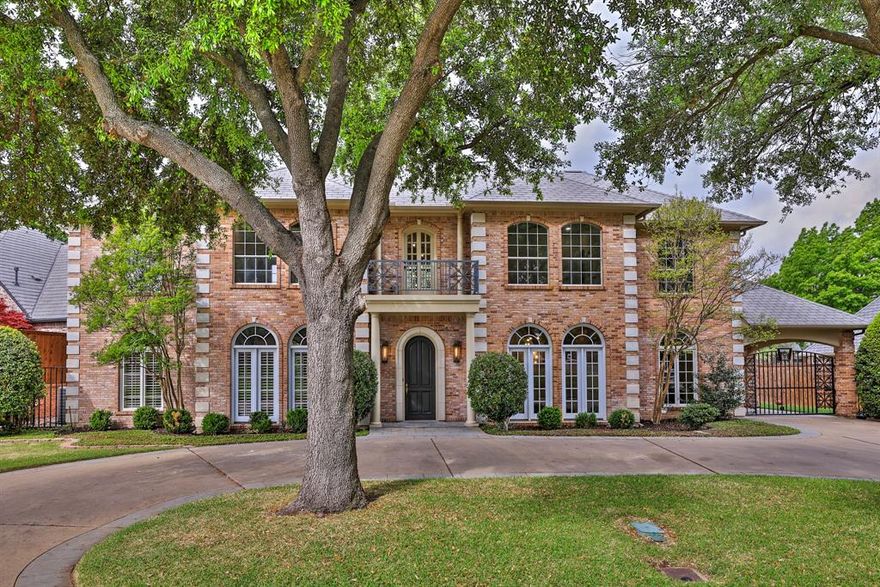 Fully remodeled in 2026, this exceptional home is located in the prestigious 24-hour guarded and gated golf course community of Mira Vista, offering stunning views of the 9th fairway and showcasing extraordinary craftsmanship with bespoke designer finishes throughout. A grand oversized circular driveway leads to an impressive decorative wooden entry, opening to interiors featuring plantation shutters, freshly stained wood floors, new designer lighting, and fresh paint. The home offers two spacious living areas and a formal dining room with built-ins and a serving area, flowing into a completely redesigned kitchen with high-end finishes, ample cabinetry, and a newly added butler’s pantry. The primary suite is a luxurious retreat with a remodeled fireplace and a spa-inspired bathroom featuring a freestanding soaking tub, oversized shower with body sprayers, and a fully redesigned custom closet. Upstairs, three additional bedrooms and three full bathrooms have been thoughtfully updated. Additional highlights include a large mudroom with abundant storage, an epoxy-coated garage, with a porte-cochère behind an electronic gate. The outdoor space is an entertainer’s dream, featuring an oversized patio with a gas fire pit and built-in speakers, overlooking a newly remodeled pool and spa, a low-maintenance turfed yard, and sweeping golf course views creating a true resort-style living experience.