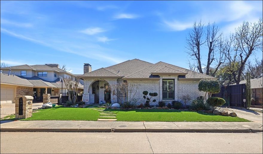Discover refined living in this beautifully updated patio home, ideally located in Dallas. Designed for both comfort and style, the home features formal living areas with soaring ceilings and a cozy fireplace—perfect for entertaining or relaxing at home.
The updated kitchen is a chef’s delight, offering abundant counter space, rich wood flooring, granite countertops, wine refrigerator and a spacious breakfast bar ideal for casual dining and gatherings.
The primary suite serves as a private retreat, complete with high ceilings and direct access to the side patio, creating a seamless indoor-outdoor living experience. The spa-inspired primary bathroom features dual vanities, separate closets, and a skylight that fills the space with natural light.
Enjoy outdoor living with a private side patio, plus access to an additional playground area—perfect for relaxation or recreation. A gated driveway provides added privacy and security, along with extra parking for guests.
This exceptional home combines elegance, functionality, and a prime Dallas location—an ideal opportunity for buyers seeking comfort and convenience.