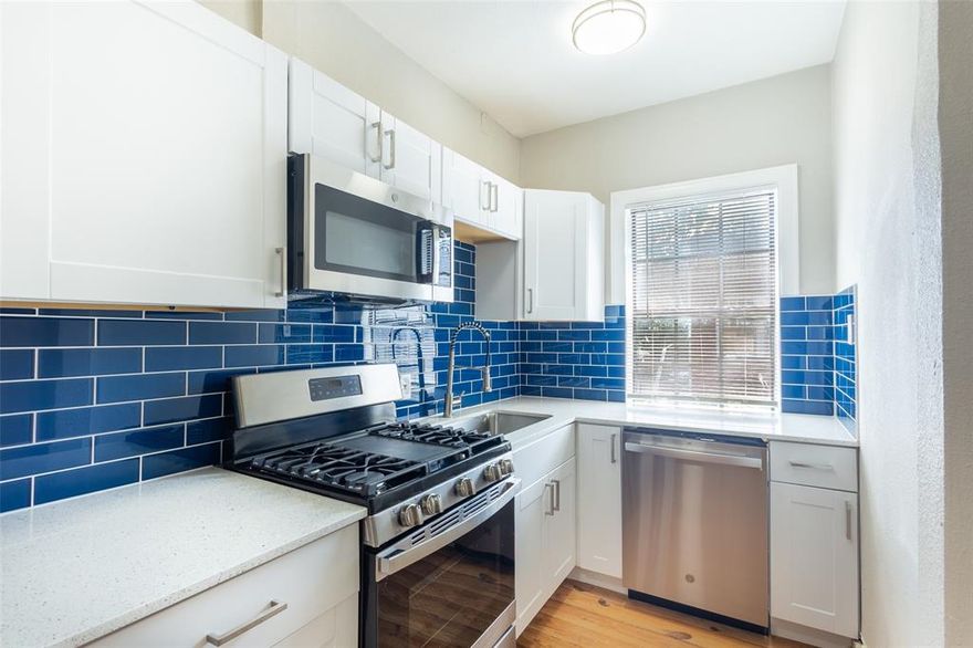 Renovated historic apartment building located in East Dallas. This first floor unit features updated flooring, updated kitchen counters and cabinets, stainless appliances, beautifully tiled bathroom, and a very spacious walk-in closet. The building has off-street parking, secure entrances, and free on-site shared laundry machines. All utilities are billed to tenant at a flat monthly rate of $175. Pets allowed on case by case basis at owner's discretion - pet rent $25mo with no pet deposit. Preferred tenant qualifications are 600+ credit score, 3x rent to income, no prior evictions, and quick move in preferred. All applications are reviewed by owner and are approved or denied at their discretion.