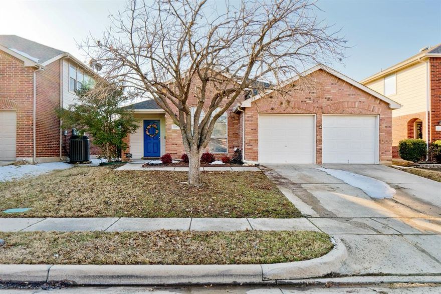 Don't miss this cozy home in the sought after Harvest Ridge neighborhood! A perfect first home or for those seeking Keller ISD. The wide entry way opens up to a flex space currently being used as an office, but would also make a great playroom or sitting area. Large living room is open to the dining area and kitchen with newly painted countertops and oversized island welcoming bakers and cooks alike! Covered back patio has lots of space for entertaining and the backyard has newly planted flower beds around the perimeter. HVAC is only 2 years old, and in 2021 the roof was replaced and much of the interior was painted. Kitchen and primary bathroom have new faucets and have been newly painted. Both bathrooms have new shower heads. Middle room has built in shelves great for books, games, or even a collection of sorts! Dishwasher was replaced in 2020 and kitchen sink disposal was replaced in 2024. Fiber internet available! Great location with easy access to Highway 170. HOA includes a pool, pond, park and playground! Play set in the backyard and the shelves in the office convey with home.