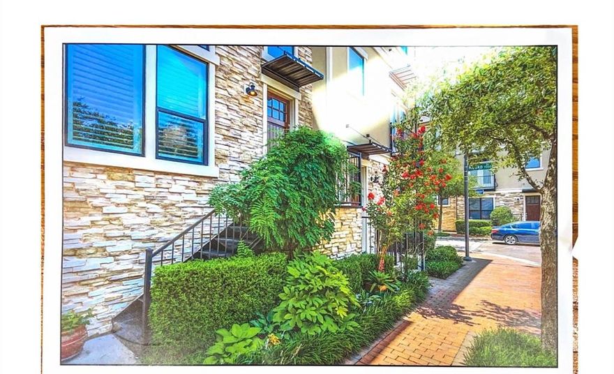 Furnished Executive townhome in great location. DUAL master suites, each with bath, Walk-in Closet, and balcony. Large chefs kitchen, spacious dining area, custom tile fireplace. Wood beam ceilings, ceramic tile & hand scraped hardwood floors, designer paints,  wrought iron staircase, finished Garage...and many built-in features. The property includes Dining table, chairs, master#1 King bed, master#2 queen; real leather sofas, massage chair, TVs, many paintings, Tesla charger in garage...and more. North facing, within private beautiful courtyard. Walking distance to dining, shopping, and retail. Quick access to DNT and Hwy121! Really Nice inside and surround--Must see to truly appreciate! Move-in available January 1, 2026. Showing starts Dec 1, 2025