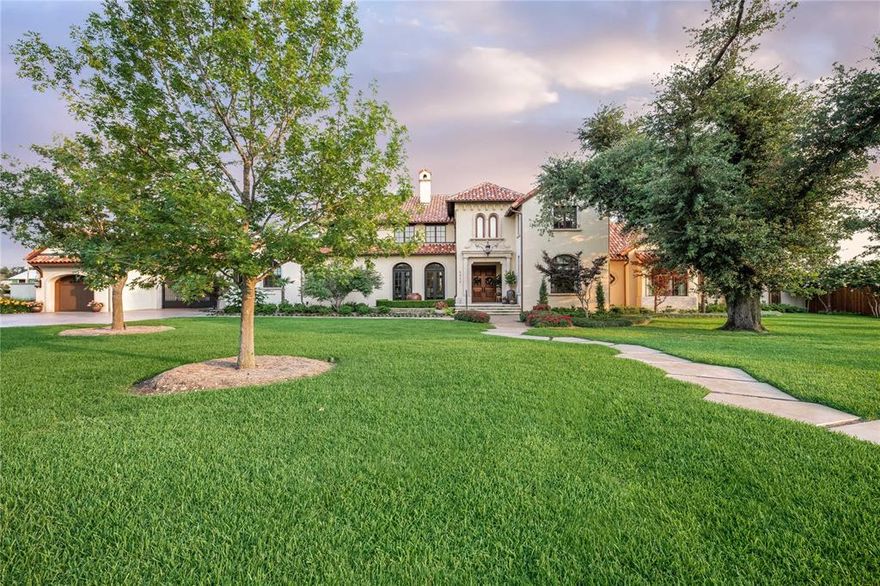 Custom estate on 1.13 acres in Lobello Estates has a California Mediterranean feel and was built for indoor outdoor living. Originally designed by C.A. Nelson Architects, and constructed in 2010 with the highest quality construction standards by Bob Thompson Homes, the sellers have undergone an extensive two year renovation with no detail overlooked. Interior features include 1st floor primary and downstairs guest suite, two offices, great room with wet bar open to the kitchen and also to the beautiful rear gardens with oversized covered patio. Upstairs are three bedroom suites, game room and covered loggia. Savant full home automation system plus extensive lighting designed by Monte McCoy Lighting Design.