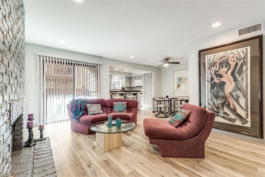 This condo is uniquely and softly updated with designer paint and countertop, flooring etc. First floor, in front of assigned parking.
The location offers excellent proximity to so many different shopping places, Addison nightlife, and major Dallas highways.
The sale includes the refrigerator and stacked washer and dryer. We are also open to negotiating the existing furniture.