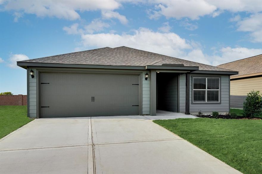 This incredible, new construction home is located in Big Sky Estates, a beautiful neighborhood in Ponder, Texas. This one-story home features a stylish and functional layout with three bedrooms, two bathrooms, a spacious family room and more. The chef-ready kitchen with its sparkling granite countertops, oversized wood cabinetry, full suite of energy-efficient appliances and easy access to the dining room, create a functional area for preparing your family’s meals. In addition, this home comes with designer-selected upgrades included at no extra cost such as luxury vinyl-plank flooring, a Wi-Fi-enabled garage door opener, programmable thermostat and more.