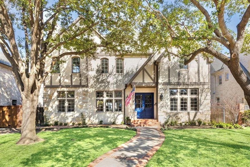 This classic Tudor in University Park is the perfect family home you've been looking for!  On a 70X140 lot with 10' ceilings and hand-scraped hardwoods, this inviting home has an open floor plan with multiple living areas perfect for entertaining. The white marble kitchen with large island is outfitted with Thermador double ovens, a Dacor range top, under-counter wine cooler and ice maker, built-in banquette and desk, large walk-in pantry and butler's pantry.  The family room overlooks the covered outdoor living area, built-in grill, fireplace and pool, pool bath and outdoor shower. A home office, formal dining, two additional living areas, powder bath, back staircase, and built-in lockers for backpacks complete the downstairs. Upstairs, the incredible primary suite includes a sitting area with private outdoor patio overlooking the pool, large updated bath with dual vanity, soaking tub, glass shower, and large his-and-hers closets.  Three additional oversized ensuite bedrooms, laundry room and game room are also upstairs.  The two-car attached garage has a storage closet.  Custom removable mesh pool fence will convey to new owners.  Zoned to coveted Boone Elementary, in exemplary HPISD, this home has it all!