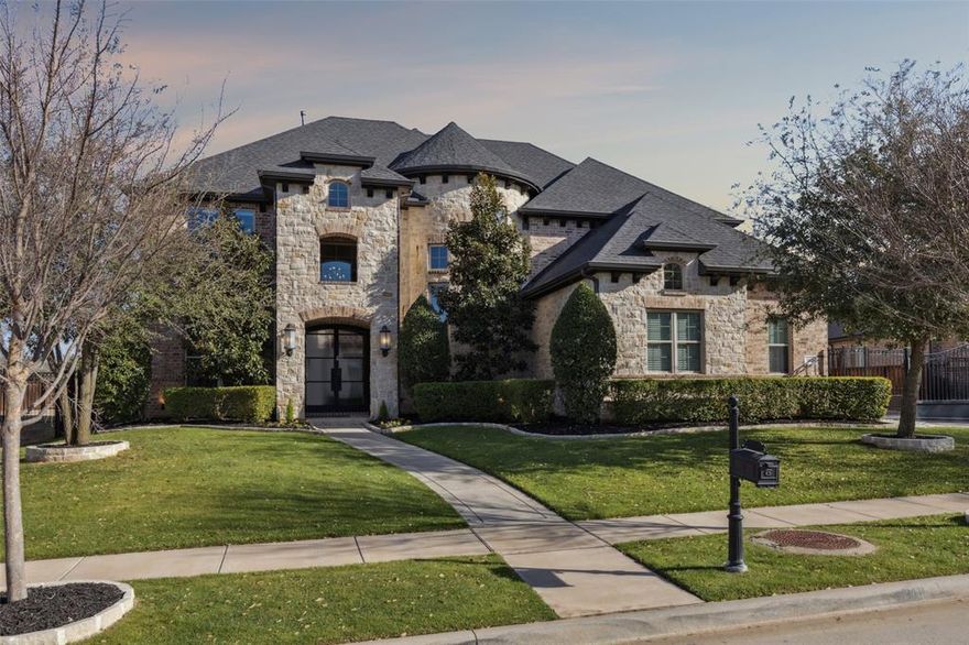 Beautiful Custom Built Home in Highly Sought After Carillon Subdivision in the Heart of Southlake. This Home has an Open Floor Plan with Hand Scrapped Wood Floors. The Kitchen features Granite Counters, 2 Sinks, SS Appliances, Gas Range + Griddle & Built in Refrigerator. There is a Beautiful Wine Wall for Wine Enthusiasts. Large Primary Suite. Primary Bathroom has Dual Sinks, Separate Tub & Shower with Dual Heads. This Floor Plan offers 2 Split Bedrooms Down & 3 Bedrooms Up with Large Media Room. All Bedrooms have an En Suite Bathroom. Gorgeous Backyard Oasis has Covered Patio with Retractable Screens, Outdoor Kitchen with Built in Gas Grill & Refrigerator. The Elevated Gas Fireplace above the Sheer Descent & Lounge Area is the Perfect Setting for Entertaining. Home has a Culligan Home Water Filtration System. Less than 2 Miles to Southlake Town Square & 12 Miles to DFW Airport. Carroll ISD. Take a Look at the Video!