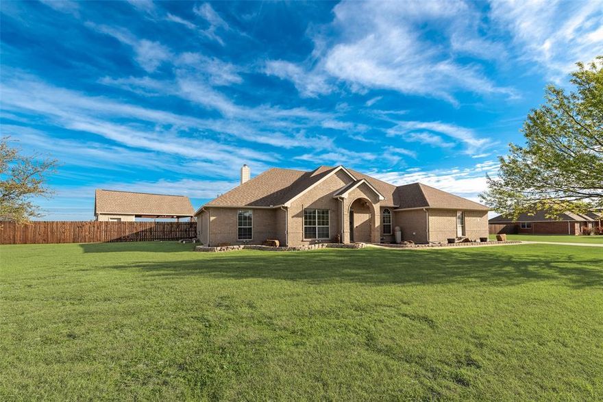 Welcome to Your Private Oasis just in time for changing weather. Discover the perfect blend of modern comfort and country tranquility in this stunning 4 bedroom, 2.5 bath home situated on a spacious 1.07 acre lot just outside Waxahachie city limits. Enjoy lower taxes, no HOA restrictions, and the freedom to truly make this property your own. Step inside to an inviting open concept living area designed for effortless entertaining and everyday living. The seamless flow connects the expansive family room, gourmet kitchen, and dining spaces, flooded with natural light and perfect for gatherings of any size. A dedicated office or formal dining room offers flexible space for remote work, homeschooling, or a quiet retreat. The home features four generous bedrooms, including a primary suite with ample room for relaxation. Split master bedroom provides comfort for the whole family. The real showstopper awaits outdoors: your own private resort style backyard paradise. Dive into the sparkling pool, lounge on the expansive sunning deck, or escape to the charming outdoor cabana for shaded relaxation, al fresco dining, or weekend barbecues. Cabana has half bath to keep pool guests out of the house and floors dry. With over an acre of land, there's plenty of room for play, gardening, pets, or future expansions like a workshop, barn, or additional outdoor features. Located in desirable Waxahachie with easy access to schools, shopping, historic downtown, and major commuter routes, this rare find combines peaceful rural living with convenient city access. Don't miss your chance to own this exceptional property where indoor elegance meets unbeatable outdoor enjoyment. Schedule your private tour today.