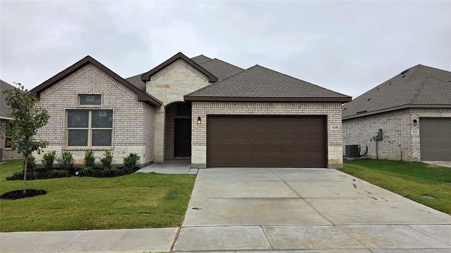 Beautiful new D.R. Horton home in the Saratoga community located in Granbury and Granbury ISD! This beautifully designed single-story Oxford floorplan Elevation I, with an estimated Summer completion, offers 4 bedrooms, 2 bathrooms, and a 2-car garage with an open-concept layout that connects the family room, dining area, and modern kitchen-creating a welcoming space for everyday living and entertaining. The well-equipped kitchen showcases quartz countertops, 36” upper cabinets with crown molding, stainless steel appliances, electric range, stainless steel drop-in sink, a center island, and a walk-in pantry. The private primary suite features an en-suite bath with dual quartz vanities, a 5-foot oversized shower, and a walk-in closet located conveniently off the bathroom. Quartz vanity tops are also included in the secondary bathroom, and luxury vinyl plank flooring is installed throughout all main areas and wet zones. Built with energy-efficient construction and equipped with America’s Smart Home Technology, exterior features include a covered back patio, full sod, sprinkler system, privacy fencing, and professional landscaping. Residents of Saratoga can enjoy two parks within the community, plus nearby access to Highway 377 and Saratoga Blvd. Just minutes away is Lake Granbury, offering boating, fishing, and beach access at Granbury City Beach Park. Shopping, dining, HEB grocery, Harbor Lakes Golf Club, and Motor Sport Ranch are also close by.