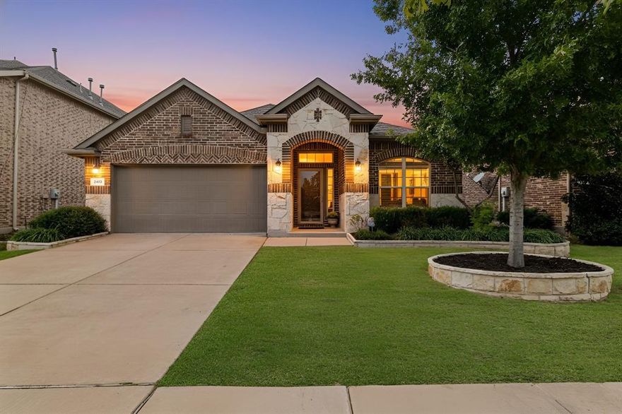 This home is located in the highly sought-after Artesia community in Prosper, just minutes from top-rated schools, parks, and neighborhood amenities. From the moment you walk in, you’ll feel the open flow, starting with a formal dining area, leading into a kitchen that connects easily to the living room. The home features plantation shutters throughout, giving it a clean look with an added touch of luxury. There’s also a bonus flex room located between two of the bedrooms that can be used as a second family room, play area, reading corner, or game room or whatever fits your lifestyle best. The backyard is ready to enjoy with a covered patio, extended concrete slab and pergola. Living in Artesia means you’ll have access to a community pool, gym, fitness center, and parks, and you’re just minutes from shopping, restaurants, grocery stores, and everything else you need day to day. If you’re looking for something well maintained, clean, comfortable, and ready to go, this one’s worth a look. This home has been extremely well cared for and thoughtfully upgraded inside and out. It includes whole-home surge protection, lightning grounding, a monitored security system. The backyard is already set up with garden beds, drip irrigation, a pergola with solar lights, and fencing with mesh to help keep critters out. You’ll also get the LG washer and dryer on pedestals, plus the refrigerator—all included. French drains, screened storm doors, updated landscaping, and regular maintenance (including pest control and HVAC filter changes) show how much care has gone into this home. It's move-in ready, with comfort and peace of mind already built in.***Ask about closing cost assistance available with our preferred lender.***