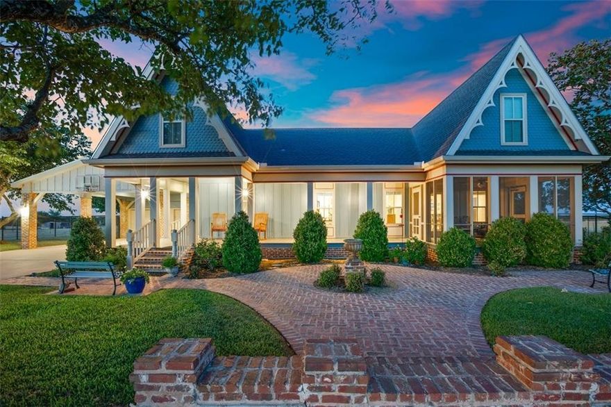 Rolling terrain, old growth live oaks, large water tank, thoughtfully remodeled farmhouse and a connection to decades of
multigenerational Texas tradition uncommonly available on 120+/- acres located in the Center of the Texas growth corridor.
Welcome to 901 Eagle Drive in Bruceville/Eddy, Texas. Ideally located to take advantage of all that both cities have to offer, this
ranch offers easy access just 19 miles from downtown Waco and 16 miles from Temple. The meticulously updated farm house
respectfully honors the history of the past while tastefully incorporating modern luxury and convenience. The updated open floor
plan in the open concept living utilizes some reclaimed materials from the old house and barn giving the home warmth, character
and nostalgia from a time gone by. Enjoy assembling friends and family around the large leathered granite island and
thoughtfully designed work space as you prepare a meal using your own freshly grown garden vegetables and then enjoy that
meal in a dining room large enough to gather everyone around the table. Two screened porches offer a place to sit and enjoy a
cup of coffee in the morning and a glass of wine in the evening or a nice cool glass of southern iced tea in either at any time of
day. Another example of intentional design is found in the master suite. Beautiful finishes and numerous built-ins are elegant
and comfortable and the convenience of having the laundry room attached to the master closet just can't be overstated. Guests
are offered comfort and privacy in an upstairs guest suite complete with service bar and refrigerator, ample room, built-in bunk
beds with storage drawers underneath, and a bright, fresh, bathroom spa-like retreat. Going outside the brick paved pathways
lead to garden verandas, a meticulously maintained garage and work area, a tree shaded dog run, and a loving utilized gated
garden. The barn/shop could easily accommodate stalls for horses. Strolling around the property, one just